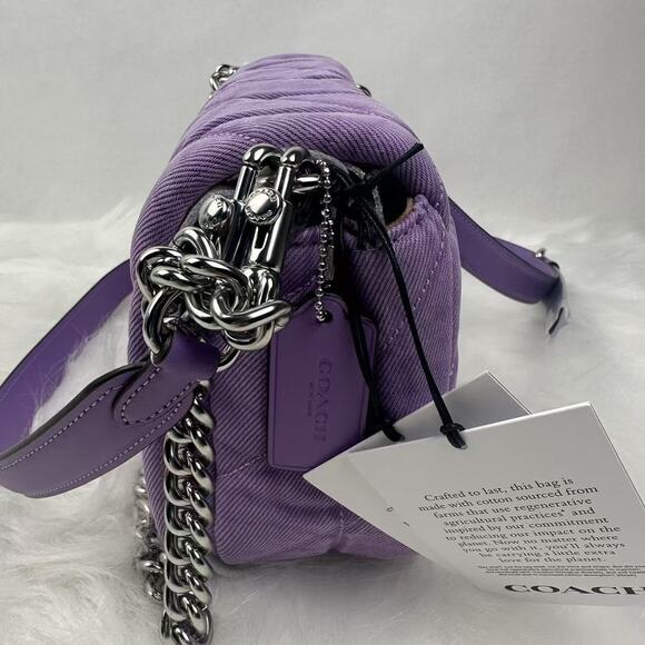 Coach Quinn Bag Shoulder/Crossbody In Denim and Leather/Silver/Iris CBR15 NWT - Picture 3 of 10